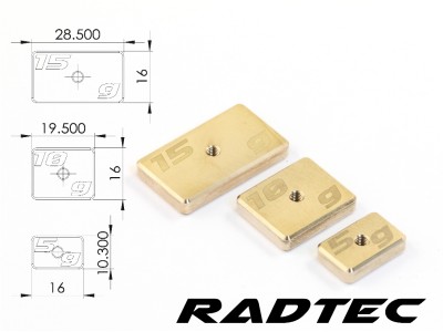 Radtec - CNC Machined Precision Balancing Chassis Weights, 10g x2, Black (AC-40002K)