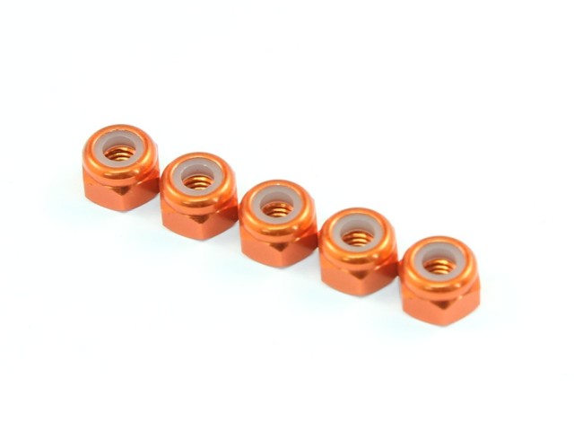 Radtec - M3x5.5 Aluminum Lock Nuts, 5 pcs, Orange (AC-10015)