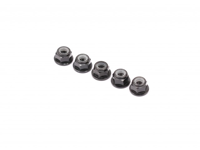 Roche - M3 Aluminum Locknut, Black, Flanged, 5 pcs (510107)