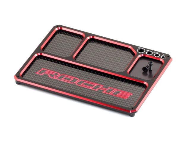 Roche - Aluminum/Graphite Lightweight Parts Tray with magnet, Black/Red (930005)