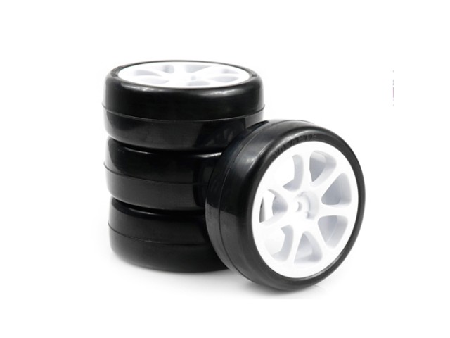 VOLANTE V9X 36R 1/10 TC Rubber Tire Pre-glued 4pcs [Seven Spoke Wheel] (V9X-PG36RSP)